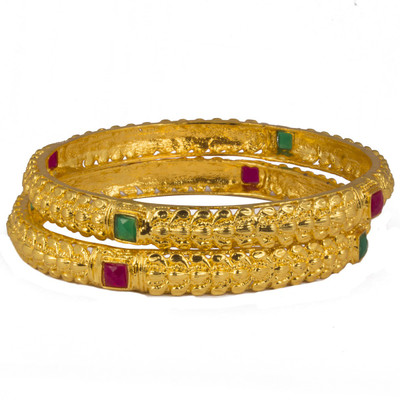 piah fashion Brass Beads Gold-plated Bangle Set(Pack of 2)