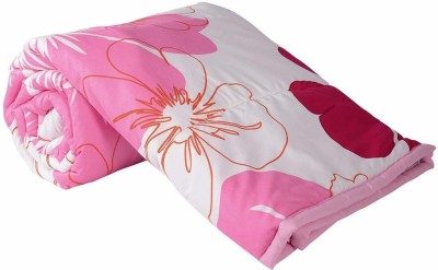 NINJAZY Floral Double Dohar for  AC Room(Poly Cotton, Pink, White)