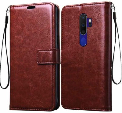 ClickAway Flip Cover for Oppo A5 2020 / A9 2020 Vintage Leather Flip Cover Case |Inner TPU | Wallet Card Slots(Brown, Pack of: 1)