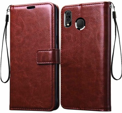 KARENCY Flip Cover for Samsung Galaxy M10s Brown Leather Magnetic Vintage Flip Wallet Case Cover(Brown, Grip Case, Pack of: 1)