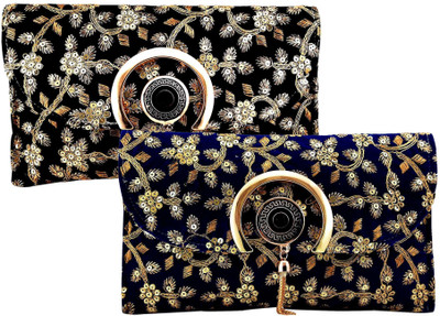 lookingfab Party Blue, Black  Clutch
