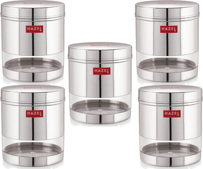 HAZEL Steel Grocery Container  - 700 ml(Pack of 5, Silver)