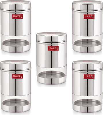 HAZEL Steel Grocery Container  - 600 ml(Pack of 5, Silver)
