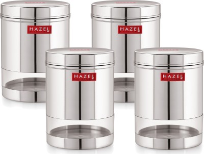 HAZEL Steel Grocery Container  - 950 ml(Pack of 4, Silver)