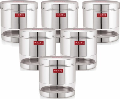 HAZEL Steel Grocery Container  - 1350 ml(Pack of 6, Silver)