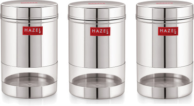 HAZEL Steel Grocery Container  - 600 ml(Pack of 3, Silver)