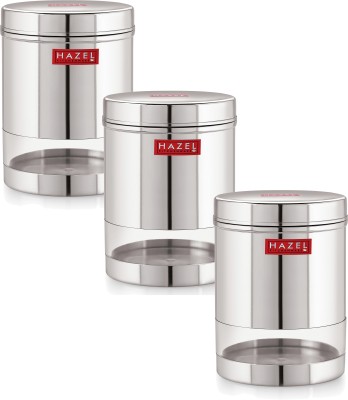 HAZEL Steel Grocery Container  - 950 ml(Pack of 3, Silver)