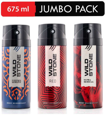 Wild Stone Legend, Red & Ultra Sensual Deodorant Spray  -  For Men(675 ml, Pack of 3)
