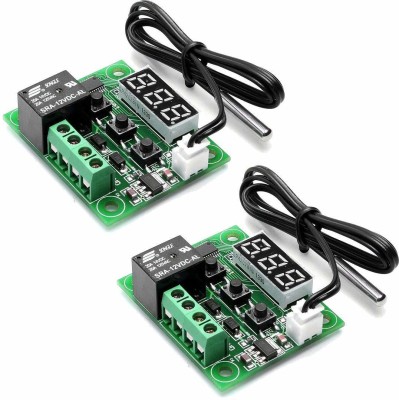 IDUINO 2pcs W1209 12V DC Digital Temperature Controller Board Micro Digital Thermostat -50-110°C Electronic Temperature Temp Control Module Switch with 10A One-channel Relay and Waterproof Temperature Sensor and Controller Electronic Hobby Kit