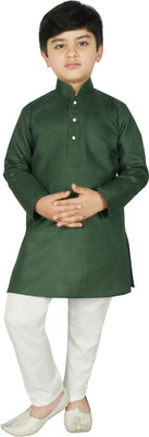 SG Boys Festive & Party Kurta and Pyjama Set(Dark Green Pack of 1)