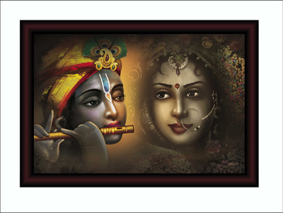 saf Acrylic Glass Large Royal Cherry Premium Framed Radha Krishna Acrylic 14 inch x 20 inch Painting(With Frame)