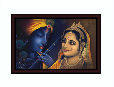 saf Acrylic Glass Large Cherry Premium Framed Radha Krishna Acrylic 14 inch x 20 inch Painting(With Frame)