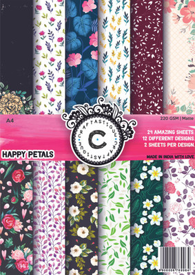Craftastique Happy Petals Designer Paperpack A4 250 gsm Craft paper(Set of 1, Multicolor)