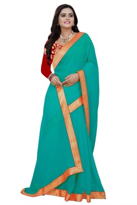 SARETRA MALL Self Design Bollywood Chiffon Saree(Blue)