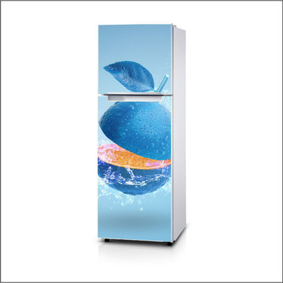 Printart 40 cm Water Splashing Lime Fridge Sticker, Wallpaper, Warp, Skin, Decals Large Vinyl And 3D Stickers. Self Adhesive Sticker(Pack of 1)