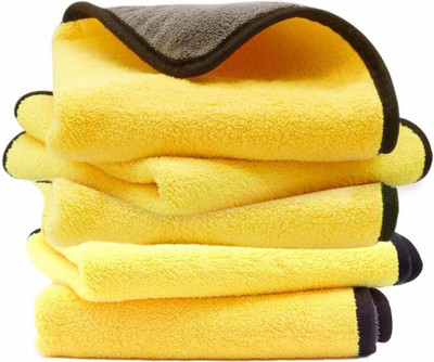 HEOBRO 800 GSM 40 cm x 40 cm Ultra Fast Drying, Car Dusting and Cleaning Towel Cloth Wet and Dry Microfiber Cleaning Cloth Wet and Dry Microfibre Cleaning Cloth(5 Units)