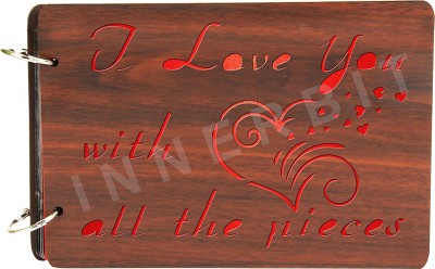 Innerbit 'I Love You with All The Pieces' Artistic Wooden Photo Album Scrap Book 30 Pages - Size (22 cm x 15 cm) Gift Item - Album(Photo Size Supported: 4 x 6 inch, 5 x 7 inch)