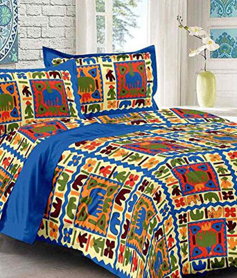 jeenal creation 300 TC Cotton King Printed Flat Bedsheet(Pack of 1, Multicolor)