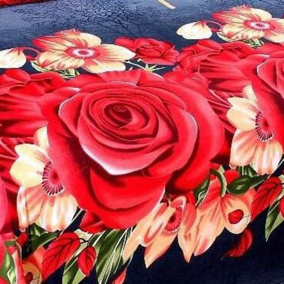Sai Overseas 240 TC Polyester Double Abstract Flat Bedsheet(Pack of 1, Red)
