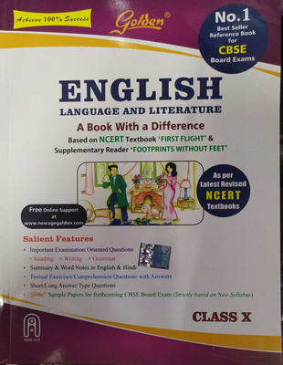Golden English Language And Literature For Class-10 A Book With A Difference Based On NCERT/CBSE Pattern For ( 2020-2021) Examination(Paperback, Golden)