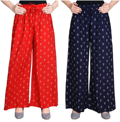 Aawari Regular Fit Women Dark Blue, Red Trousers