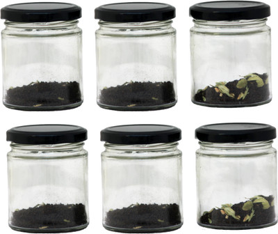 Brahmz Glass Grocery Container  - 200 ml(Pack of 6, Clear)