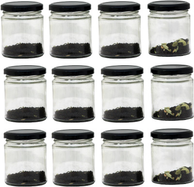 Brahmz Glass Grocery Container  - 200 ml(Pack of 12, Clear)