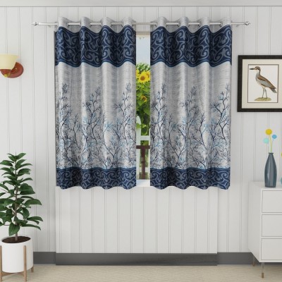 Tanishka Fabs 153 cm (5 ft) Polyester Semi Transparent Window Curtain (Pack Of 2)(Printed, Blue)