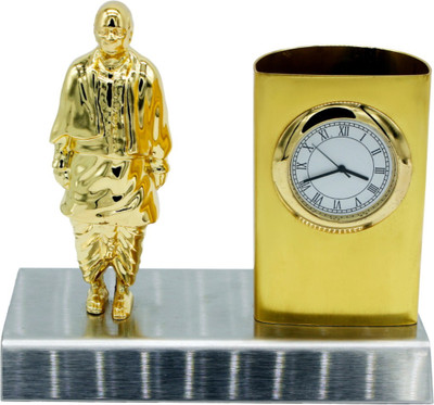 SMART WORLD 1 Compartments Metal Statue Of Unity Golden Plated Unique Desk Organiser and Pen Stand-One of the Love for India(Golden)