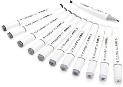 Sabahz Trading Twin Tip Alcohol Based Marker Set of 12 (Cool Grey)(Set of 12, Grey)