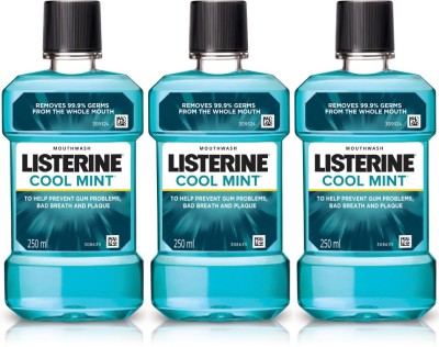 LISTERINE Cool Mint Mouthwash - (Pack of 3 - 250ml each) - Coolmint(750 ml)