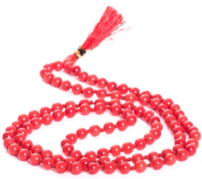 Parashara Arkam Coral Mala/ Red Coral Mala (Size: 4mm, Length: 26 inches, Beads: 108+1) with Gaumukhi Stone Necklace