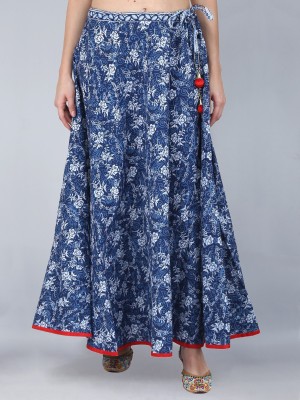 clothstory Printed Women A-line Blue Skirt