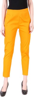 TNQ Slim Fit Women Yellow Trousers