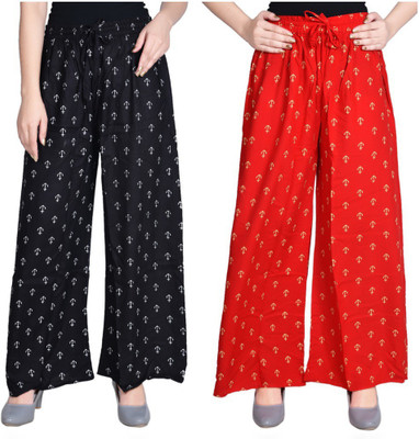 Aawari Regular Fit Women Red, Black Trousers