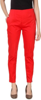 TNQ Slim Fit Women Red Trousers