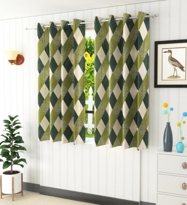 BELLA TRUE 152 cm (5 ft) Polyester Semi Transparent Window Curtain (Pack Of 2)(Printed, Green)