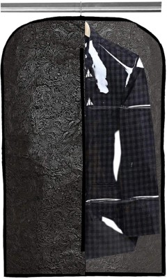KUBER INDUSTRIES Designer Embossed Design Half Transparent Non Woven Men's Coat Blazer Cover (Black) -CTKTC42089 042089(Black)