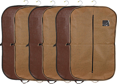 KUBER INDUSTRIES Designer Embossed Design 6 Pieces Foldable Non Woven Men's Coat Blazer Cover (Brown & Golden) -CTKTC42309 042309(Brown & Golden)