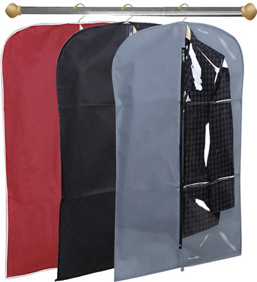 KUBER INDUSTRIES Designer 3 Pieces Half Transparent Non Woven Men's Coat Blazer Suit Cover (Grey & Black & Maroon) -CTKTC41498 BILLION041498(Grey & Black & Maroon)