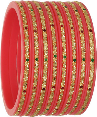 JOYERIA FASHIONS Plastic Gold-plated Bangle Set(Pack of 8)