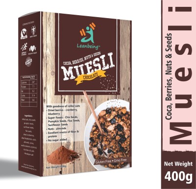 LEANBEING Dark Chocolate Muesli, Berries, Nuts & Seeds 400g | Gluten free | Natural Breakfast Cereal |Naturally sweetened Box(400 g)