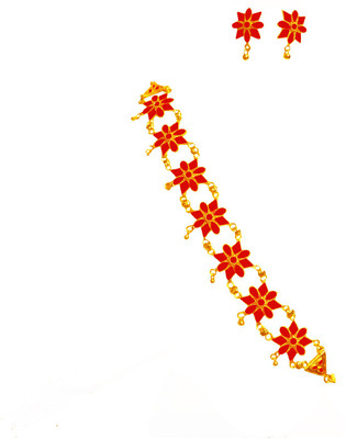 balaji gold Copper Gold-plated Red Jewellery Set(Pack of 1)