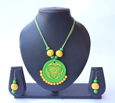 Kraft call Terracotta Yellow, Green Jewellery Set(Pack of 1)