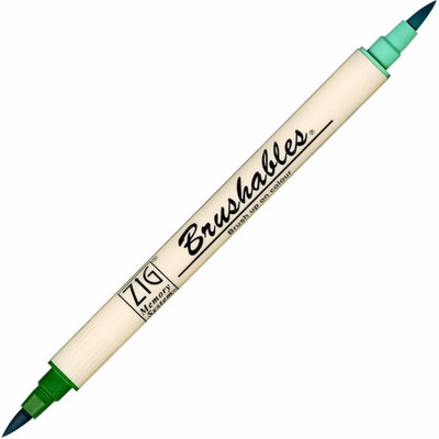Zig ARTIST AND STUDENT HARD AND FLEXIBLE NIB , CAN BE USE DETAILING AND BROUGHT BRUSH LETTERING Nib Sketch Pen(PURE GREEN)