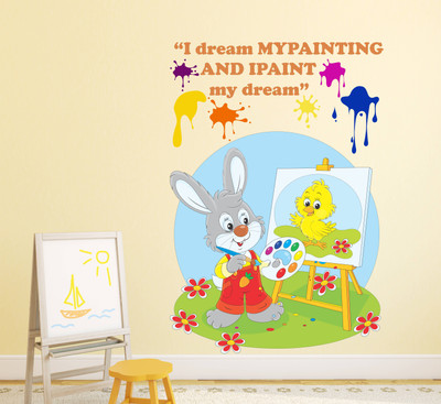 HAPPYSTICKY 70 cm Rabit Paining Removable Sticker(Pack of 1)