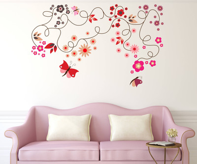 HAPPYSTICKY 80 cm Butterflies Removable Sticker(Pack of 1)