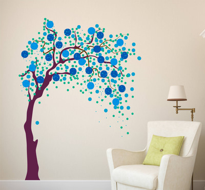 HAPPYSTICKY 80 cm Colorfull Tree Removable Sticker(Pack of 1)