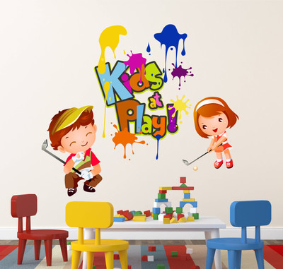 HAPPYSTICKY 70 cm Kids At Play Removable Sticker(Pack of 1)