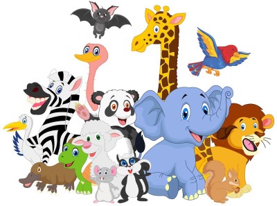 walldekho 80 cm Animals Decorative walldecals for Kids Learning Self Adhesive Sticker(Pack of 1)
